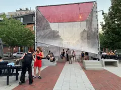 Here’s the deal with that giant mesh cube in Cambridge